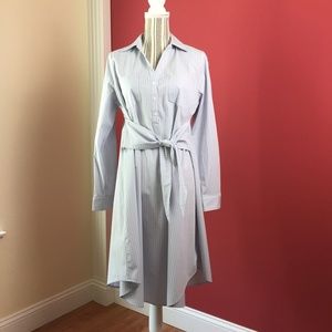 Isabel Maternity Gray Striped Tie Front Shirt Dres